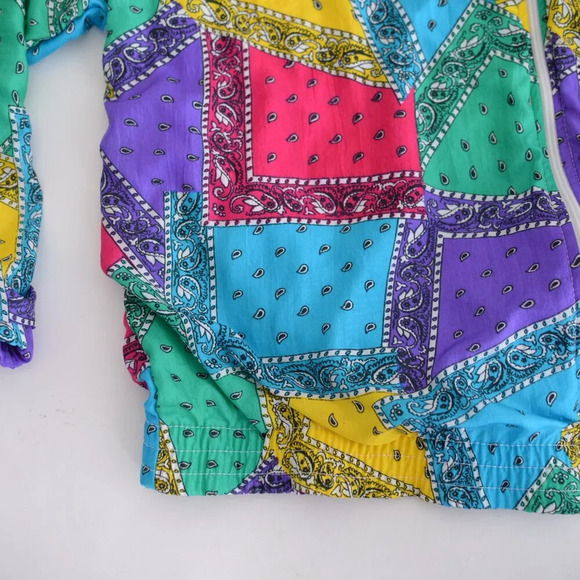 Vintage CA Sport Nylon Rainbow Blocked Zip Up Lightweight Patchwork Jacket S - Picture 8 of 10